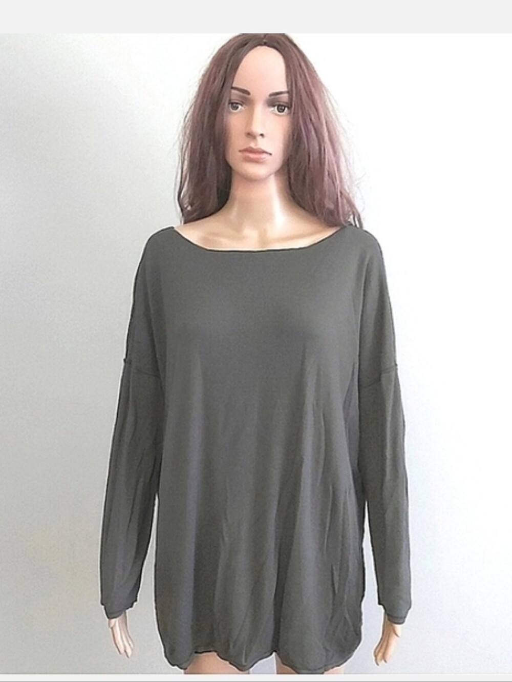 Annette Goertz Merino Wool Sweater Top Women’s Green Black Boatneck Reversible